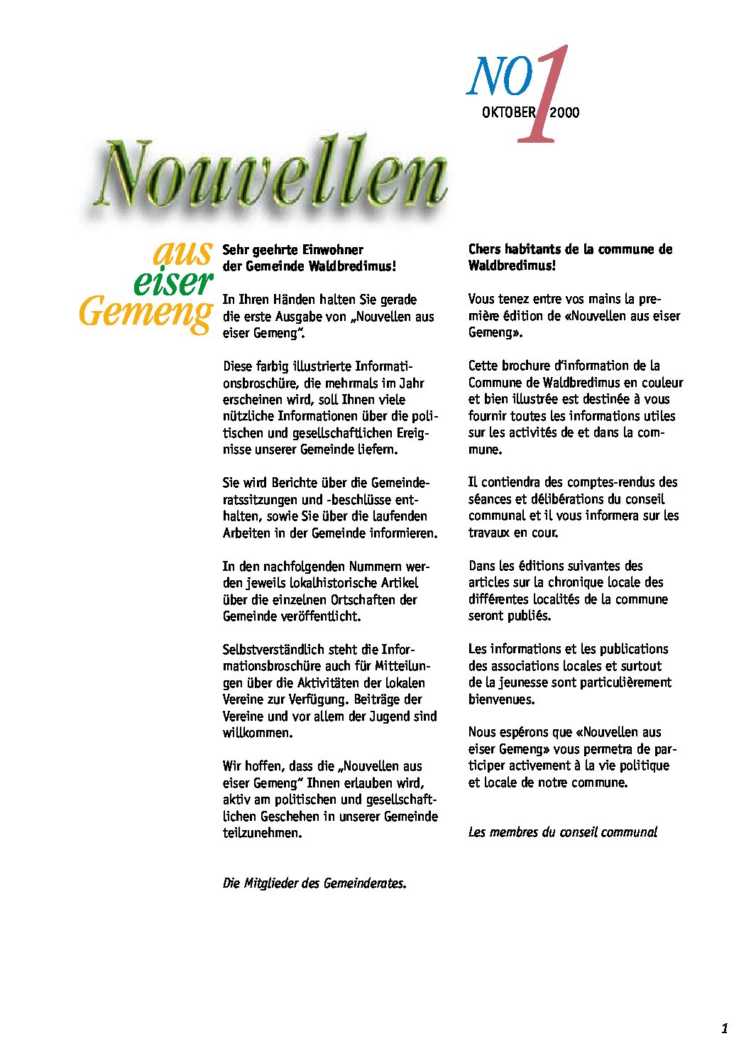 Nouvellen 01 - October 2000